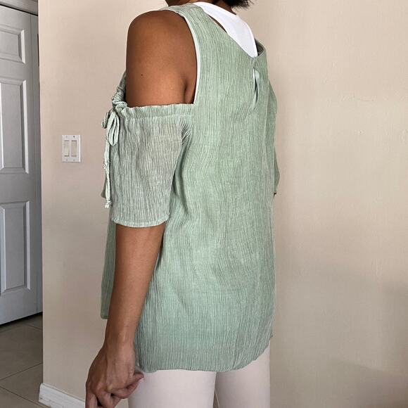NSR Anthropologie Green Cold Shoulder Top Size XL - Picture 13 of 13